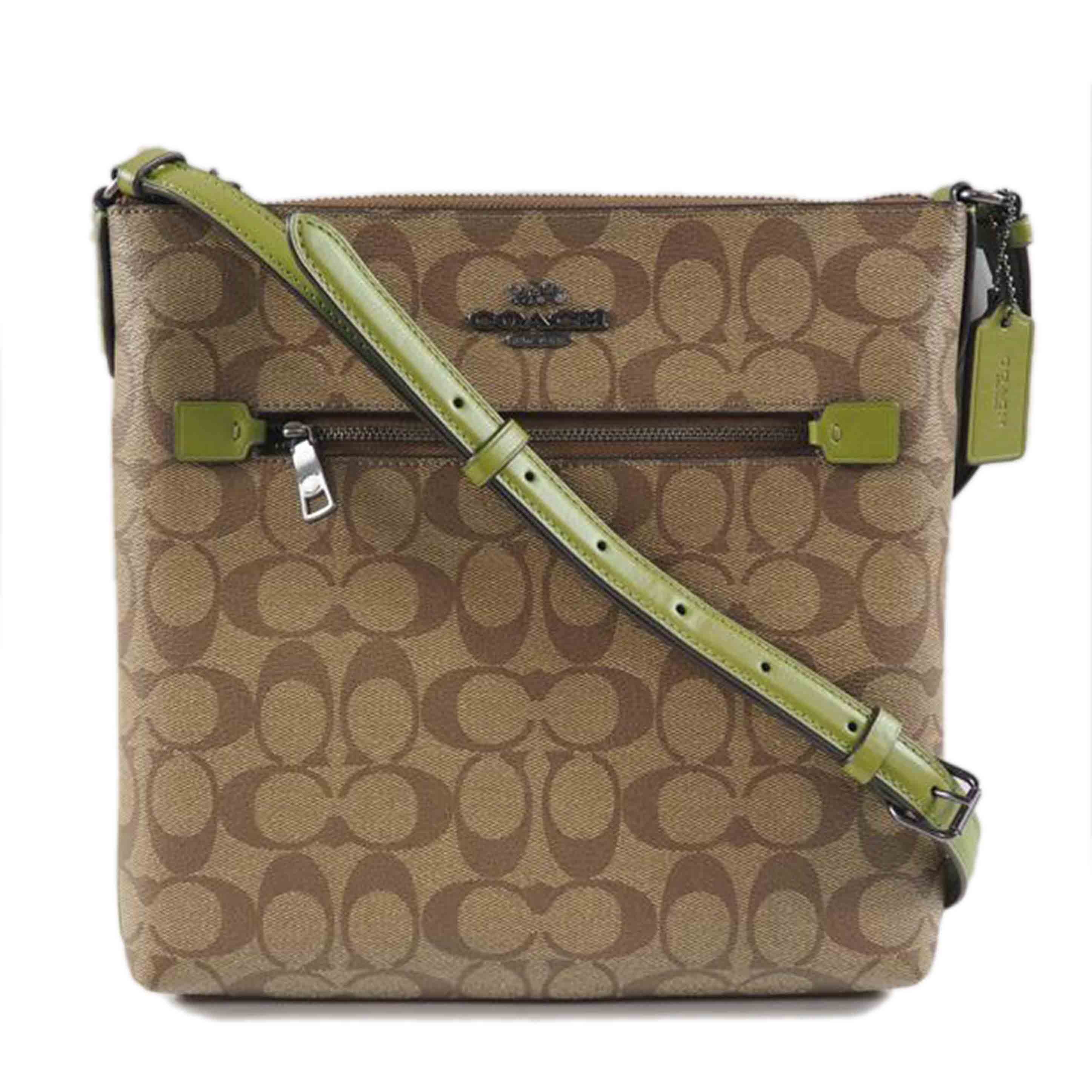 COACH コーチ/ローワンファイルバッグ/ラグジュアリーシグネチャー/カーキxモスグリーン/C1554//Aランク/79