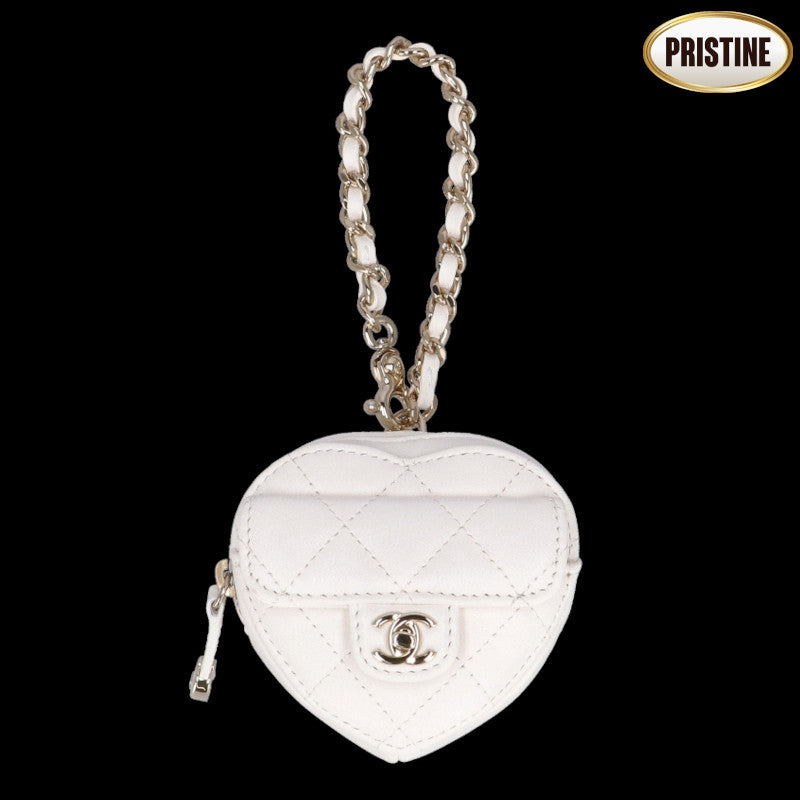 CHANEL シャネル/ラムスキンハートチャームコインケースホワイト/AP2783//CCX*****/SAランク/92