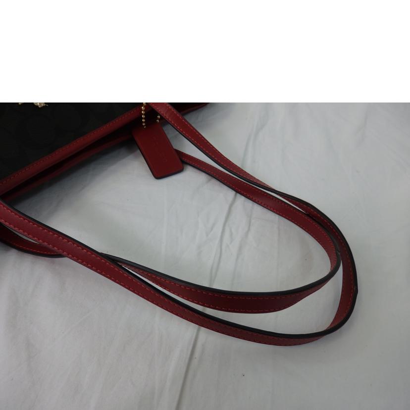 COACH コーチ/シグネチャーシティトートバッグ/赤×茶/5696//B22**/Aランク/84