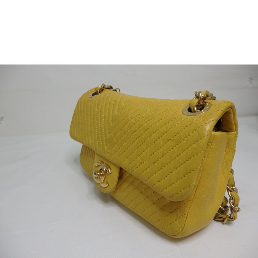 CHANEL シャネル/Vスティッチ/チェーンショルダー/イエロー/A92087 //218*****/Bランク/84
