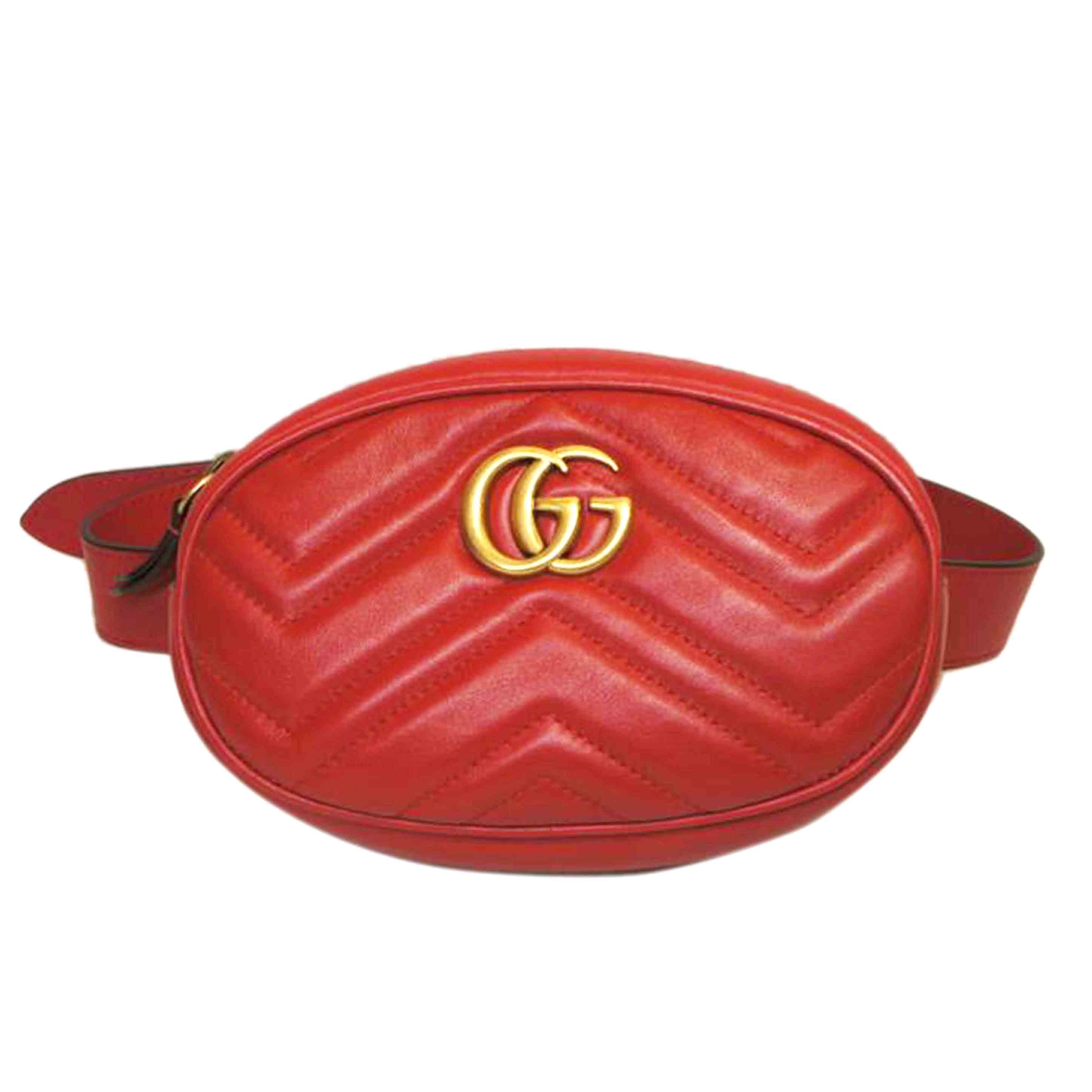 GUCCI グッチ/GGマーモントキルティングウェストバッグレッド/476434//493***/Aランク/92