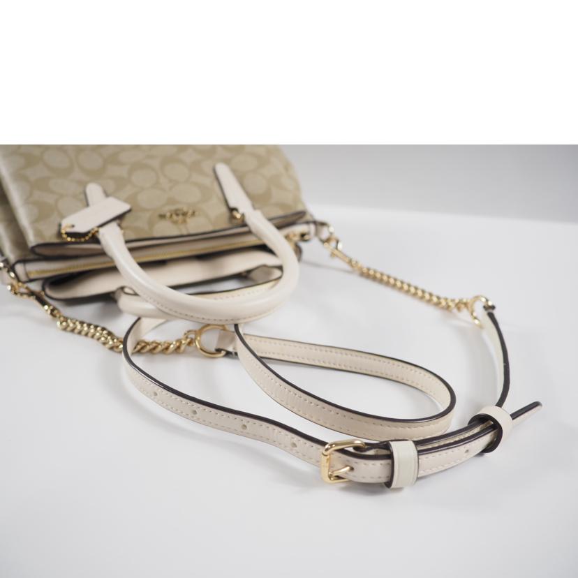 COACH コーチ/2wayバッグ/シグネチャー ミニセージキャリオール/ベージュxホワイト/F29434//ABランク/79