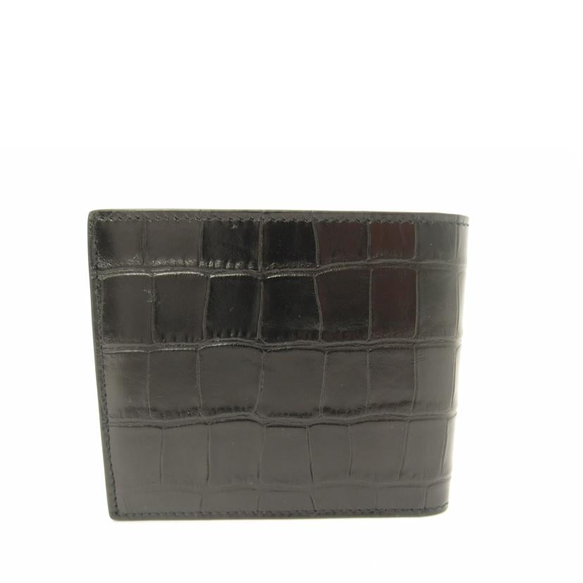 BALENCIAGA バレンシアガ/クロコ型押し二つ折り財布/ブラック/650870//584***/SAランク/69