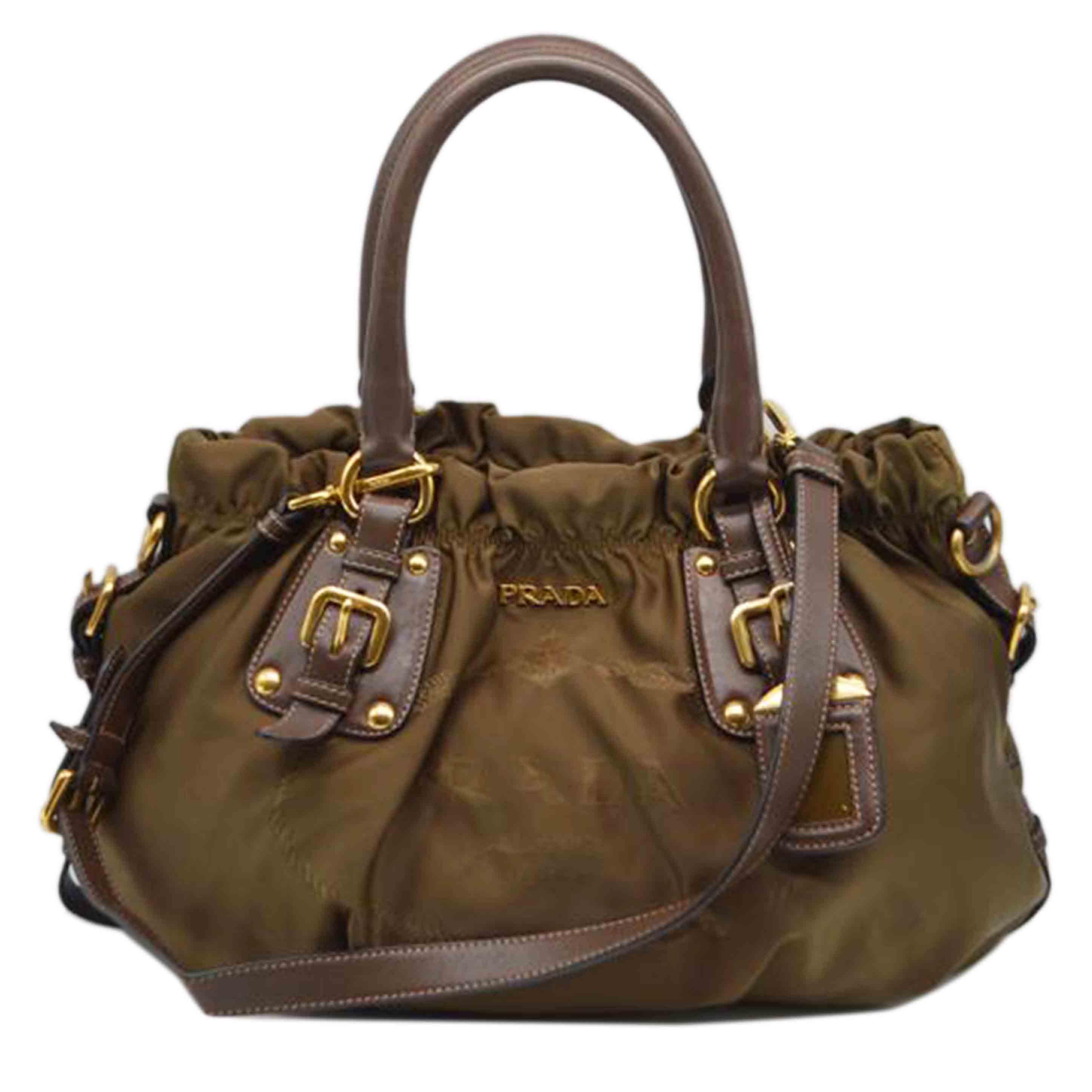 PRADA プラダ/ジャガードナイロン2wayレザーハンド/カーキ/BR4259//207/Bランク/89