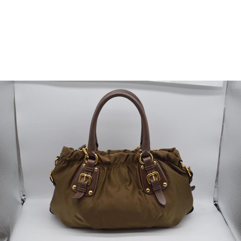 PRADA プラダ/ジャガードナイロン2wayレザーハンド/カーキ/BR4259//207/Bランク/89