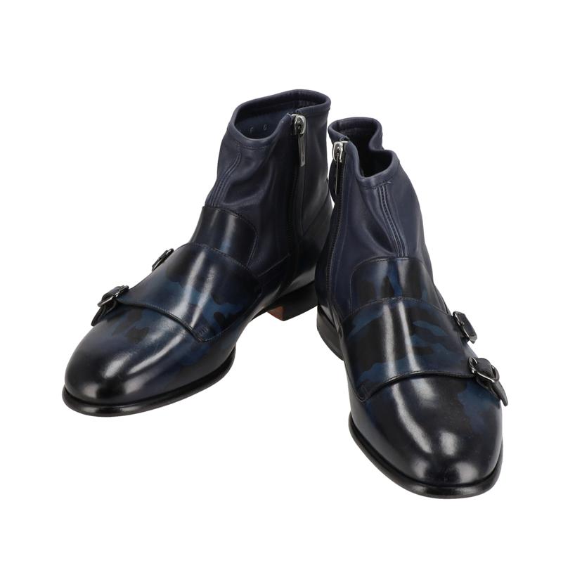 Santoni サントーニ/ダブルモンクショートブーツ/青迷彩柄/14498 50 F//Aランク/20