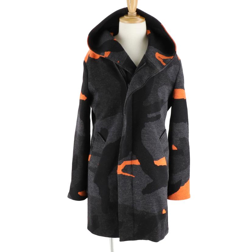 1 piu 1 uguale 3 ウノピゥウノウグァーレトレ/ビッグカモ ジップウールコート/黒×オレンジ/MRK036/WOL018//Aランク/20