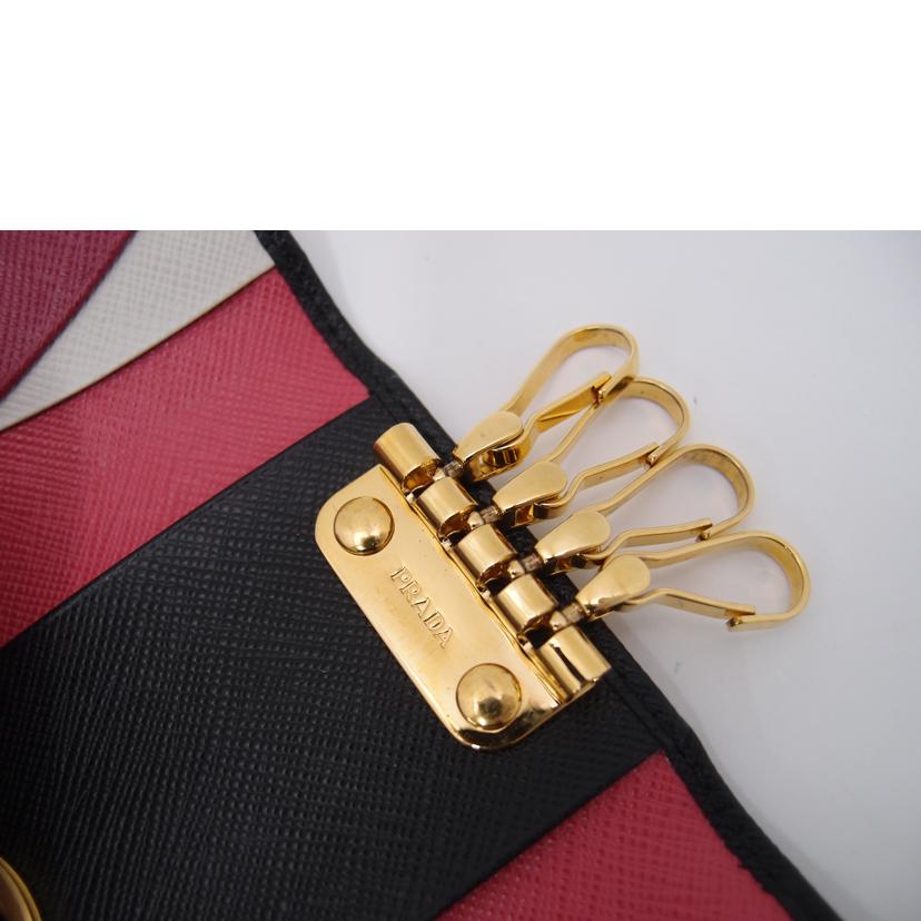 PRADA プラダ/キーリング付き4連キーケース/ブラック/1PG004//181*/Aランク/69