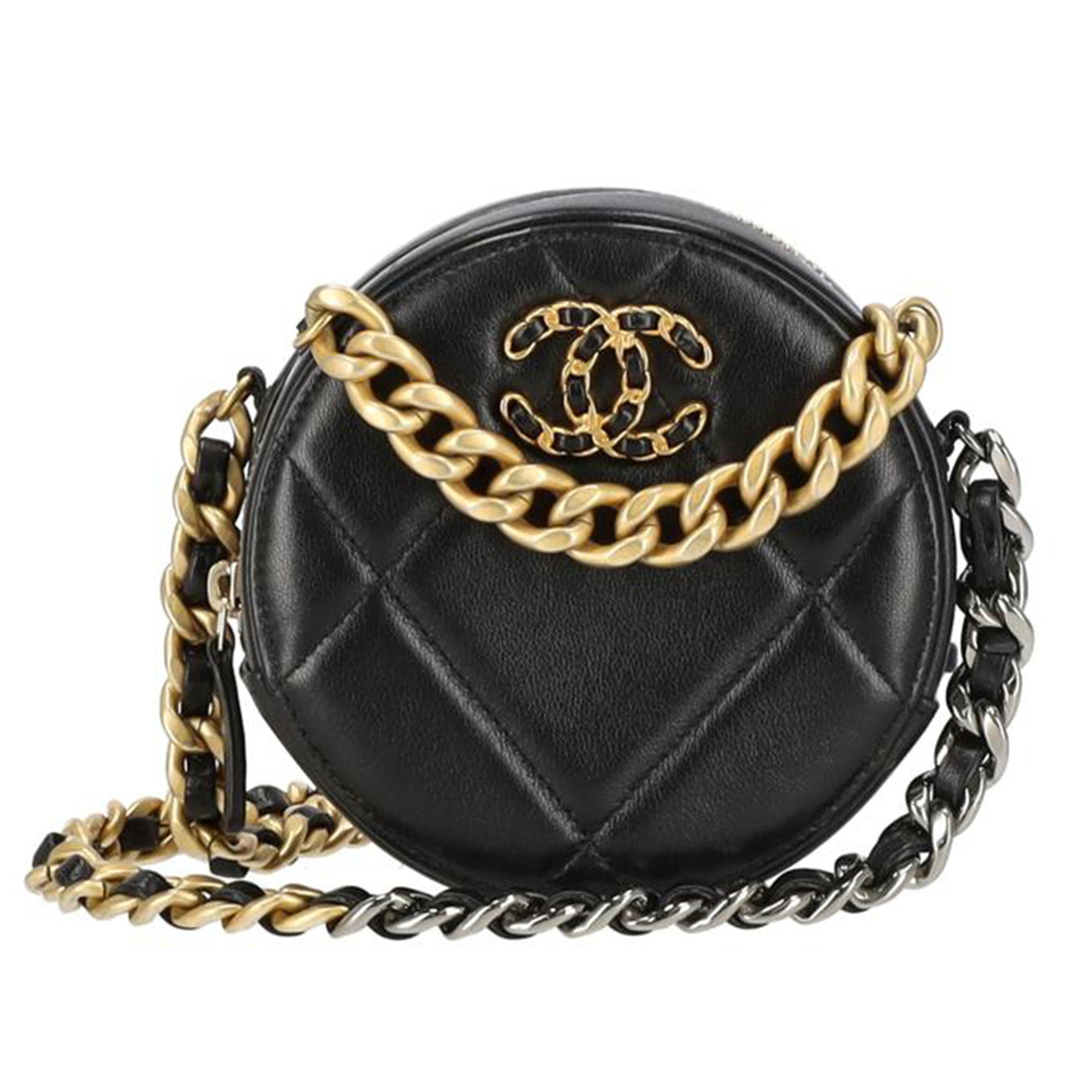 CHANEL シャネル/マトラッセチェーンラウンドポーチ/ラムスキンGD金具//310*****/Aランク/75