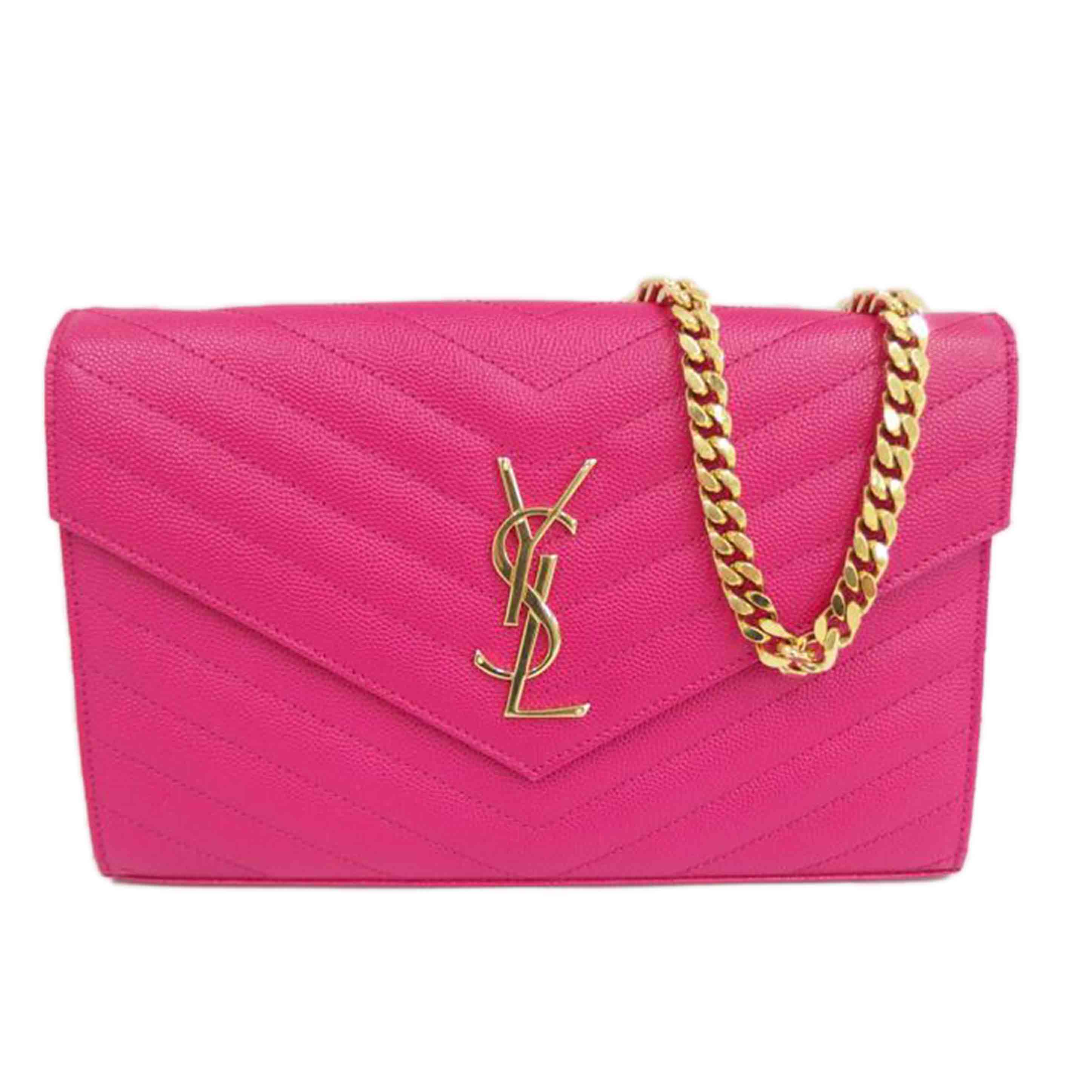 YSL サンローラン/チェーンウォレットショルダー/ピンク//Aランク/82