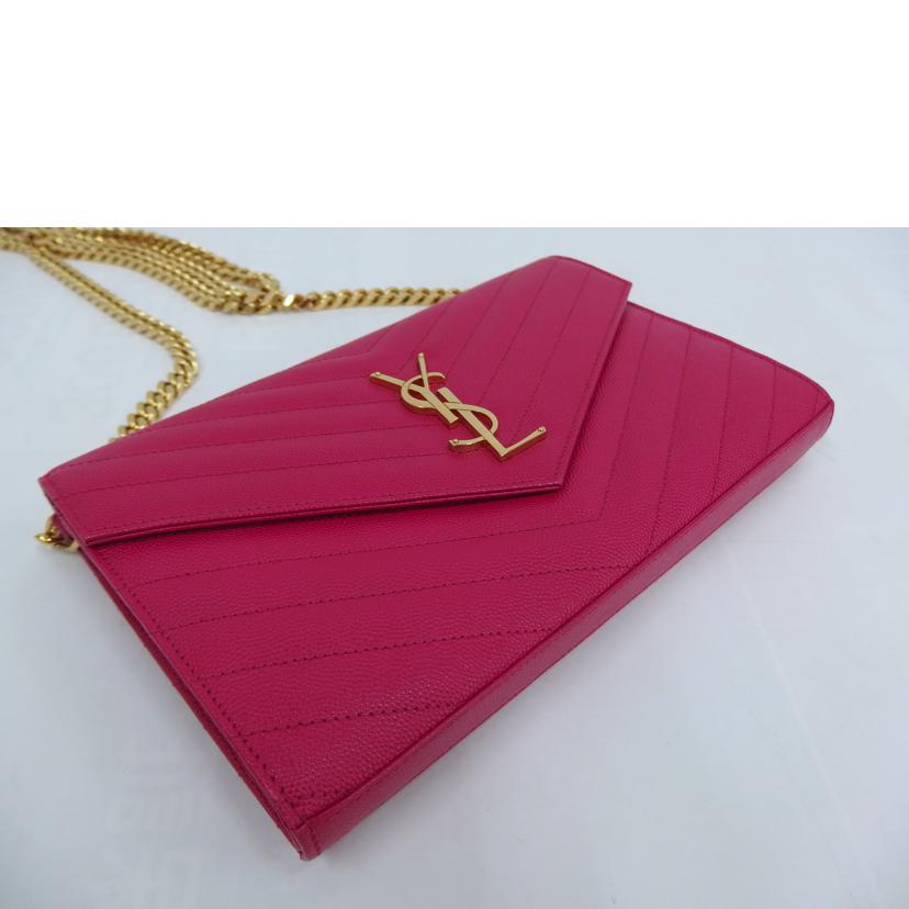 YSL サンローラン/チェーンウォレットショルダー/ピンク//Aランク/82