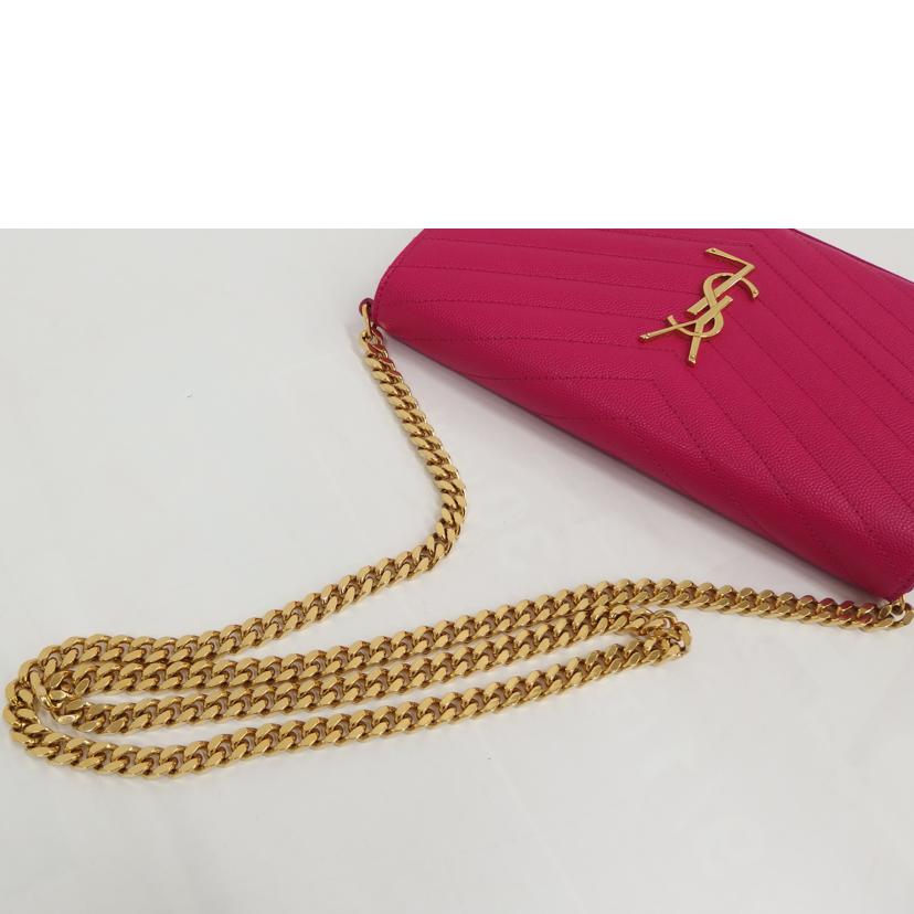 YSL サンローラン/チェーンウォレットショルダー/ピンク//Aランク/82