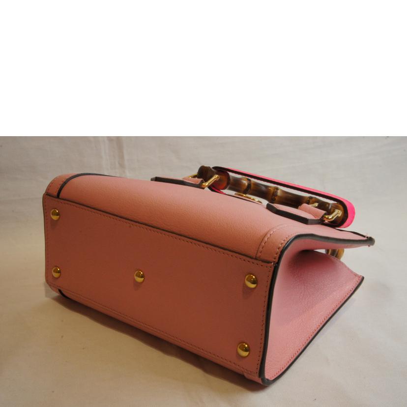 GUCCI グッチ/ダイアナミニレザーハンドバンブーハンドルGGマーモントピンク/655661//320***/SAランク/92