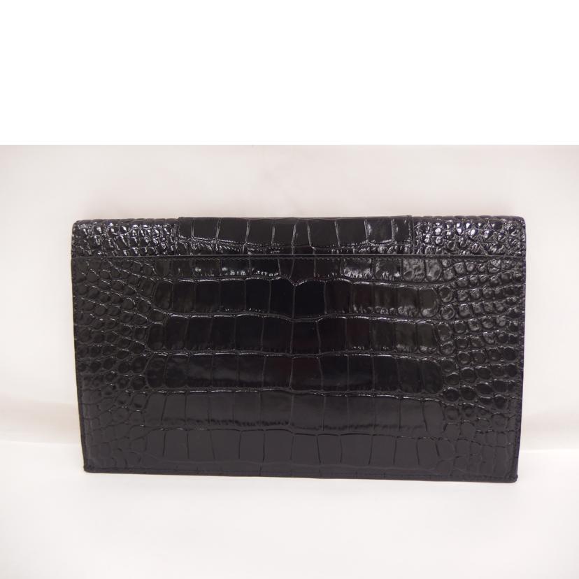 BALENCIAGA バレンシアガ/ クロコ型押しカーフ/クラッチバッグ/ブラック//Aランク/82