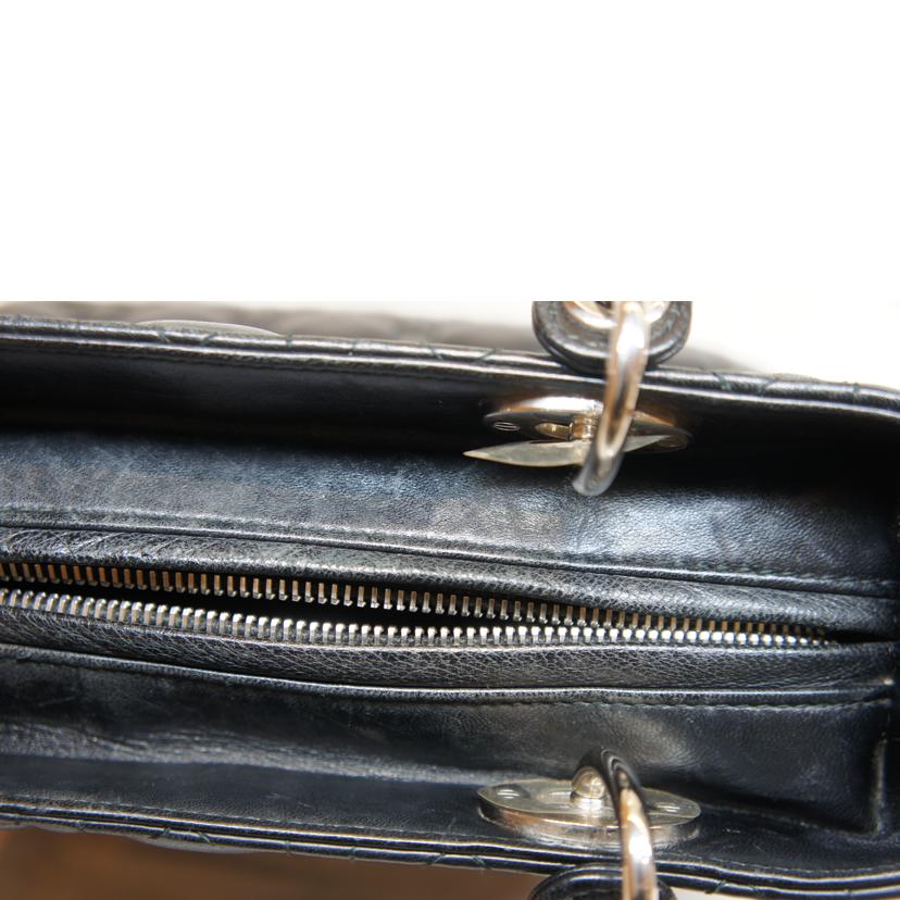 Christian Dior/レディディオールラムスキンカナージュ/ブラックSV金具//ABランク/92