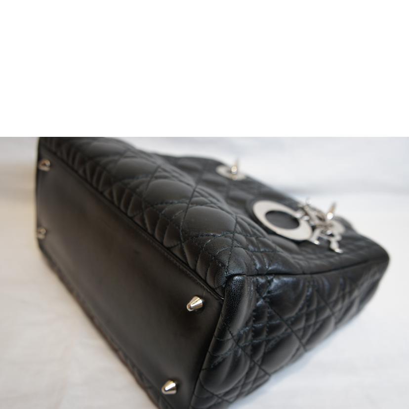 Christian Dior/レディディオールラムスキンカナージュ/ブラックSV金具//ABランク/92