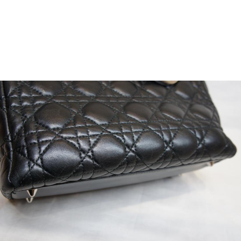 Christian Dior/レディディオールラムスキンカナージュ/ブラックSV金具//ABランク/92