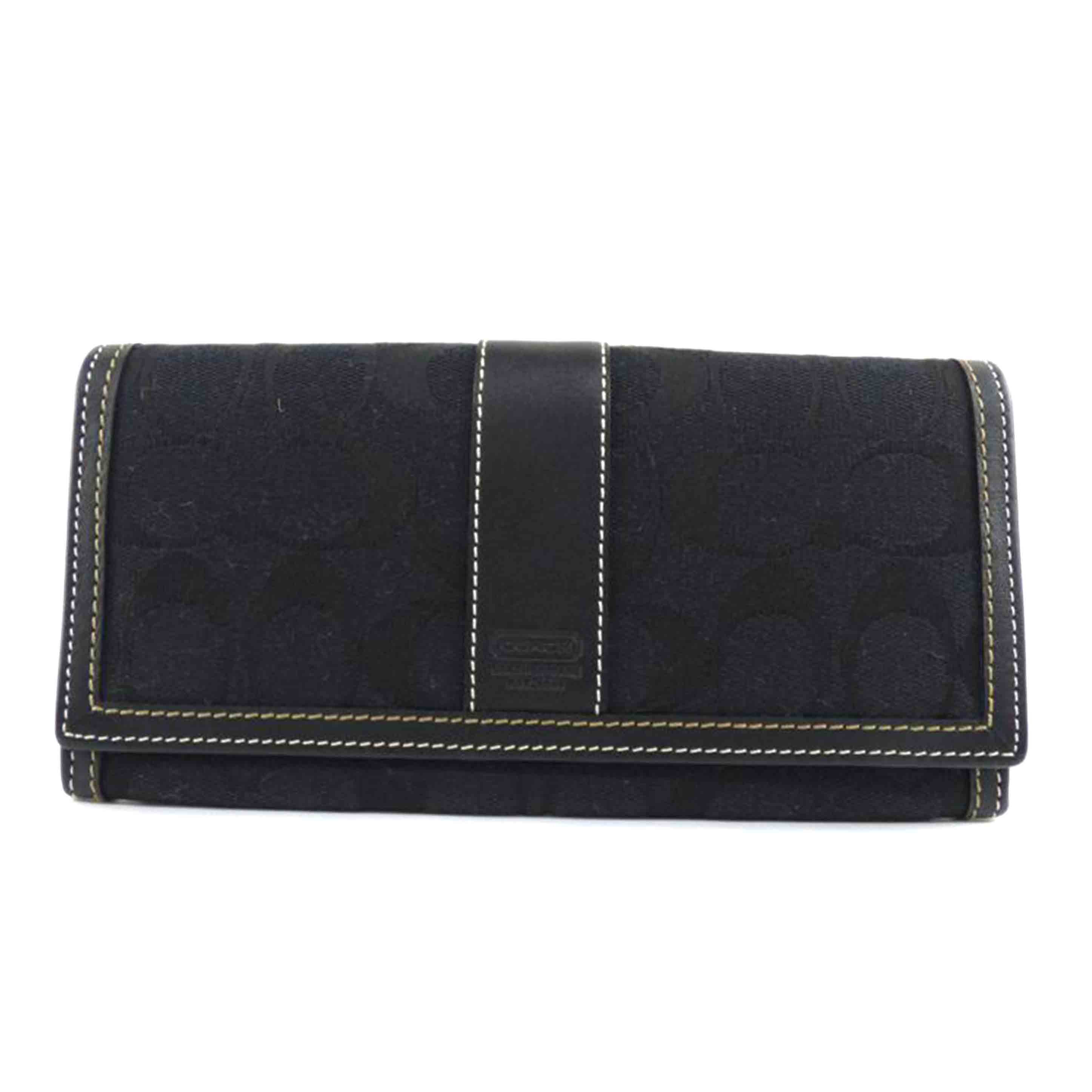COACH コーチ/シグネチャー/ファスナー長財布/ブラック//Aランク/64