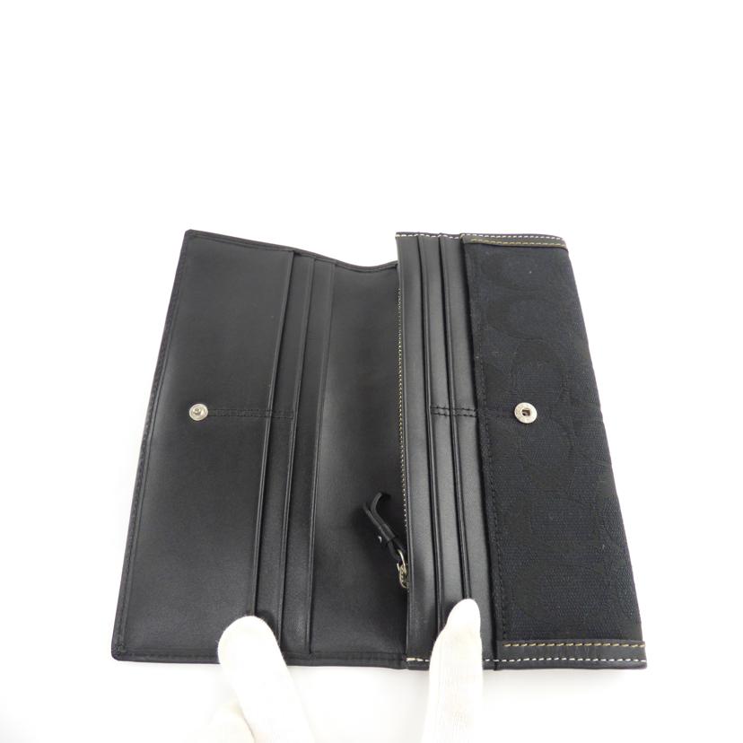 COACH コーチ/シグネチャー/ファスナー長財布/ブラック//Aランク/64