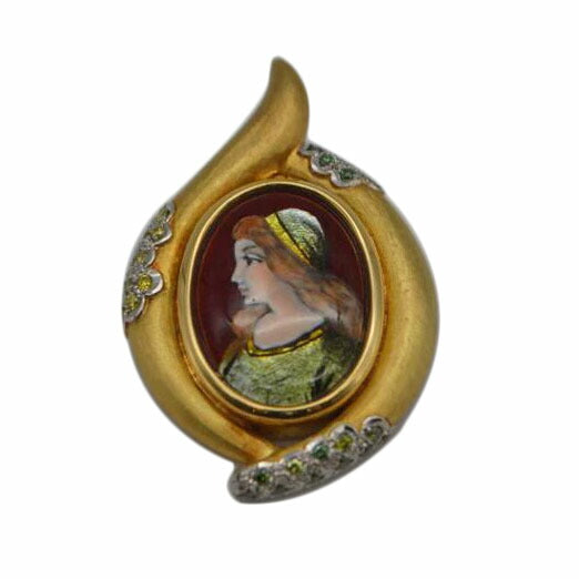 K18/Pt900 K18/Pt900/K18/Pt900 梶光男エマイユブローチ/19.3g//ABランク/89