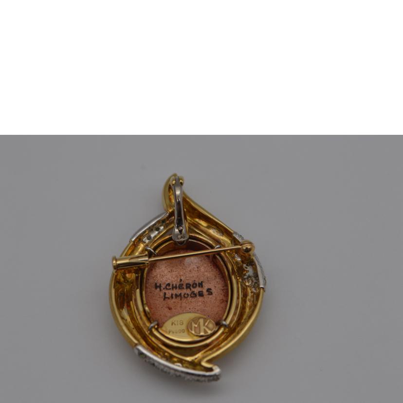 K18/Pt900 K18/Pt900/K18/Pt900 梶光男エマイユブローチ/19.3g//ABランク/89