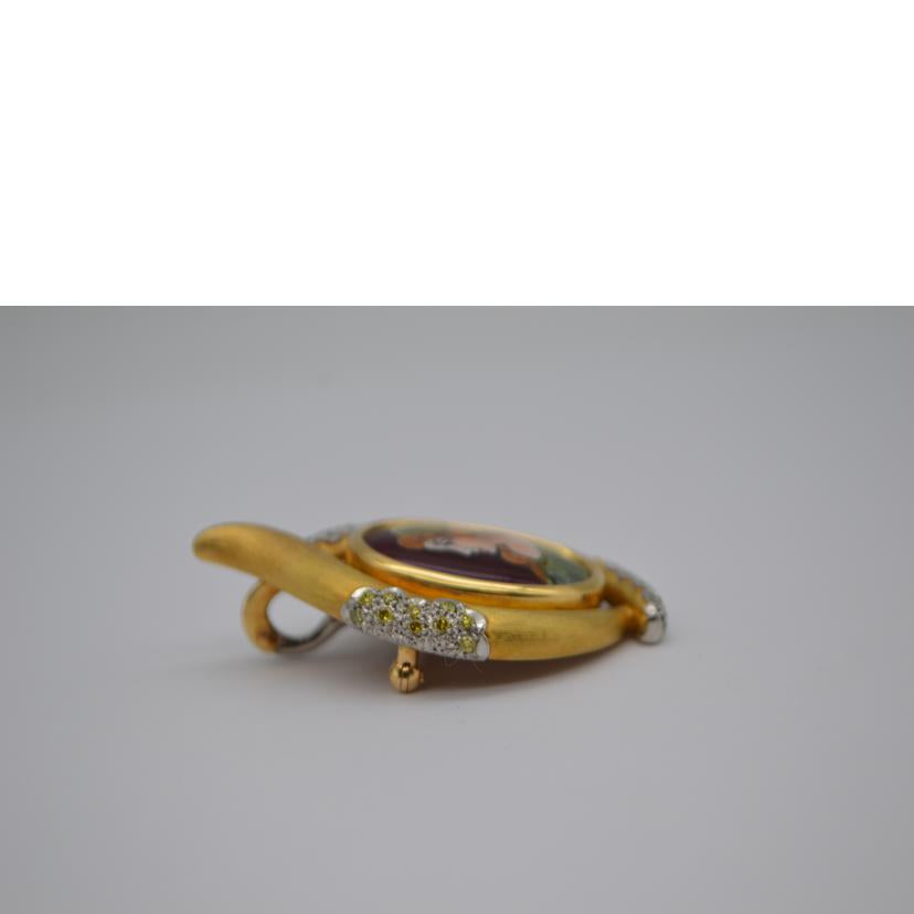 K18/Pt900 K18/Pt900/K18/Pt900 梶光男エマイユブローチ/19.3g//ABランク/89