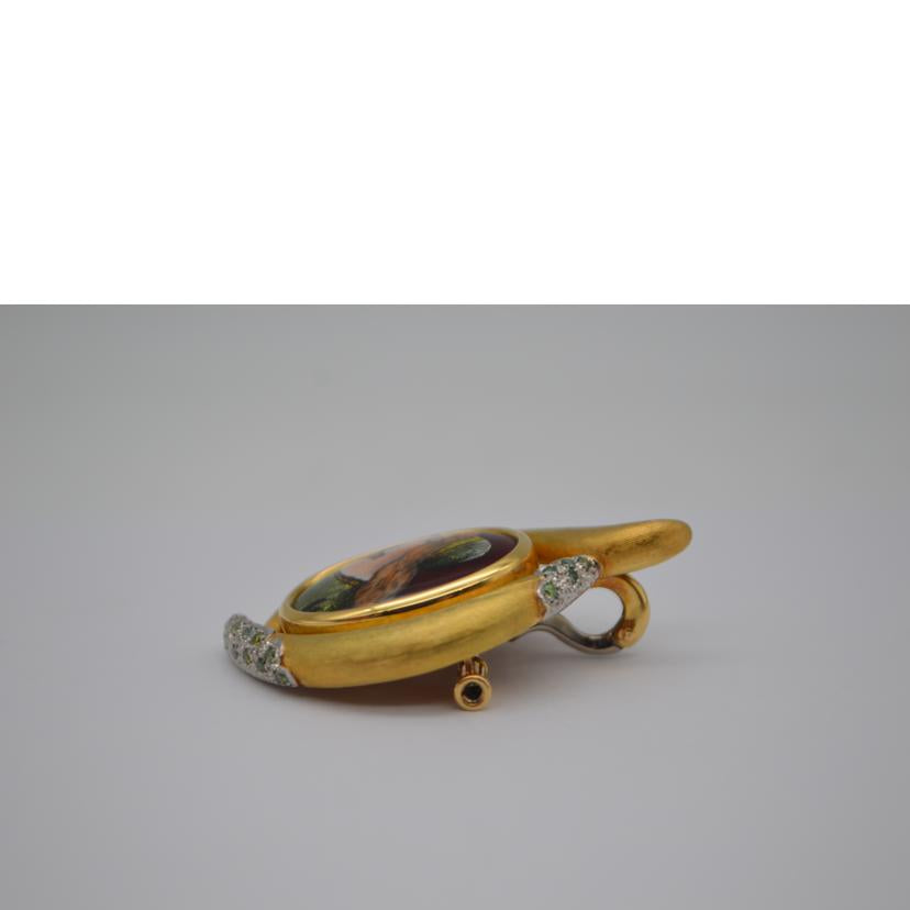 K18/Pt900 K18/Pt900/K18/Pt900 梶光男エマイユブローチ/19.3g//ABランク/89