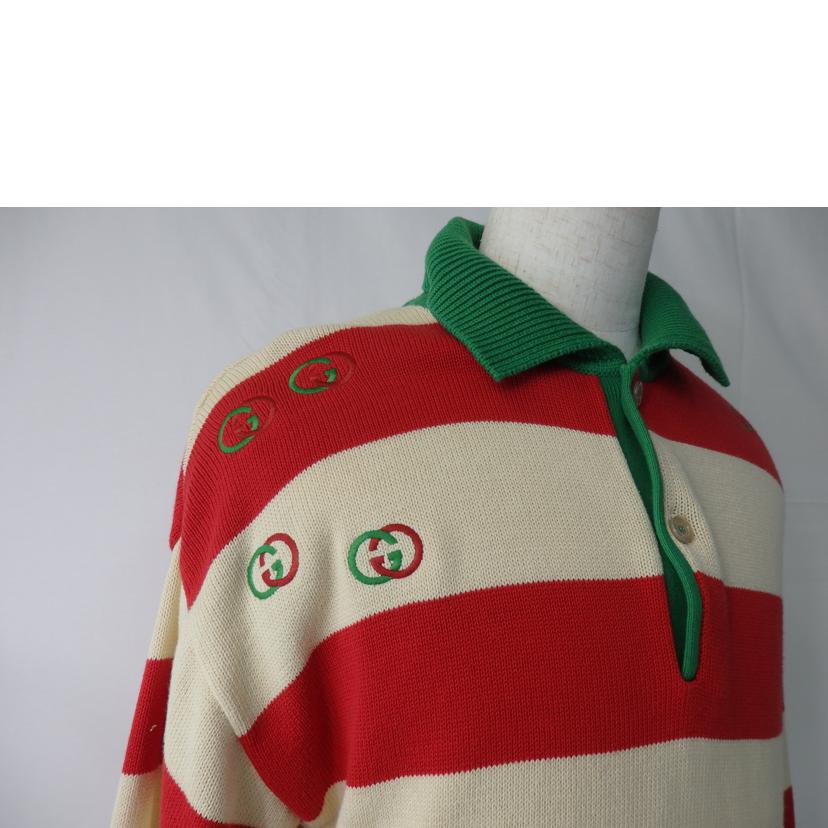 GUCCI グッチ/インターロッキングG/長袖ニット/ストライプ/赤×緑/CA37394/CA14517//Aランク/84