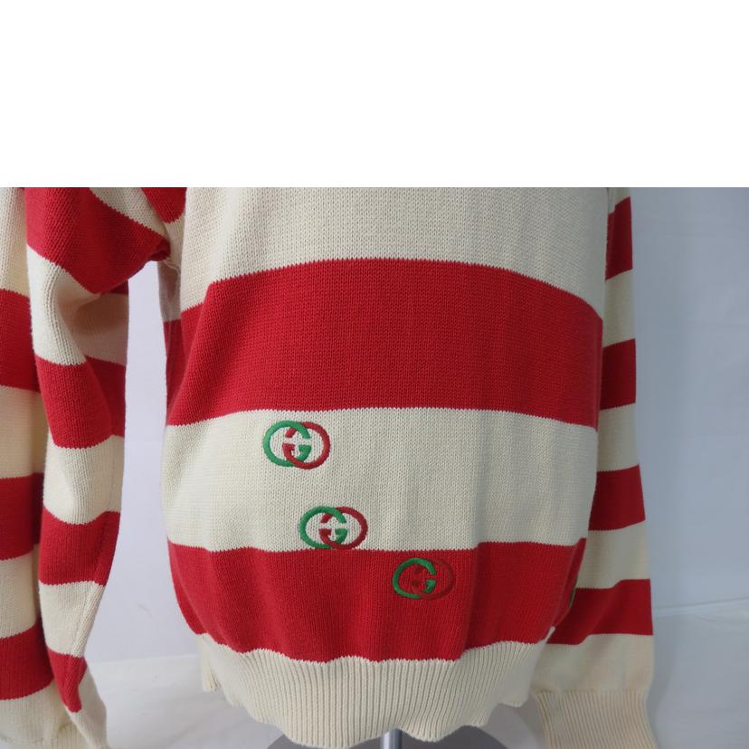 GUCCI グッチ/インターロッキングG/長袖ニット/ストライプ/赤×緑/CA37394/CA14517//Aランク/84