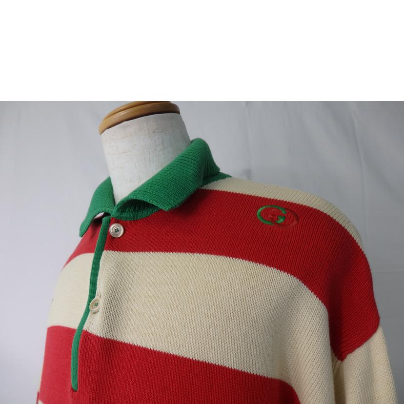 GUCCI グッチ/インターロッキングG/長袖ニット/ストライプ/赤×緑/CA37394/CA14517//Aランク/84