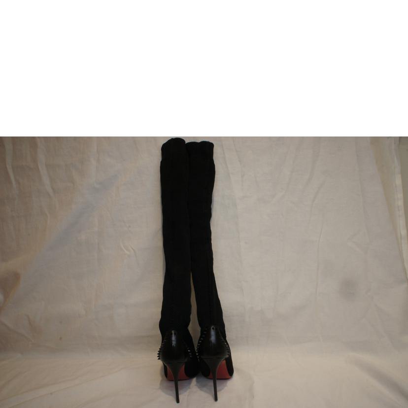 C.Louboutin ルブタン/スタッズニットニーハイブーツピンヒールブラック//ABランク/92
