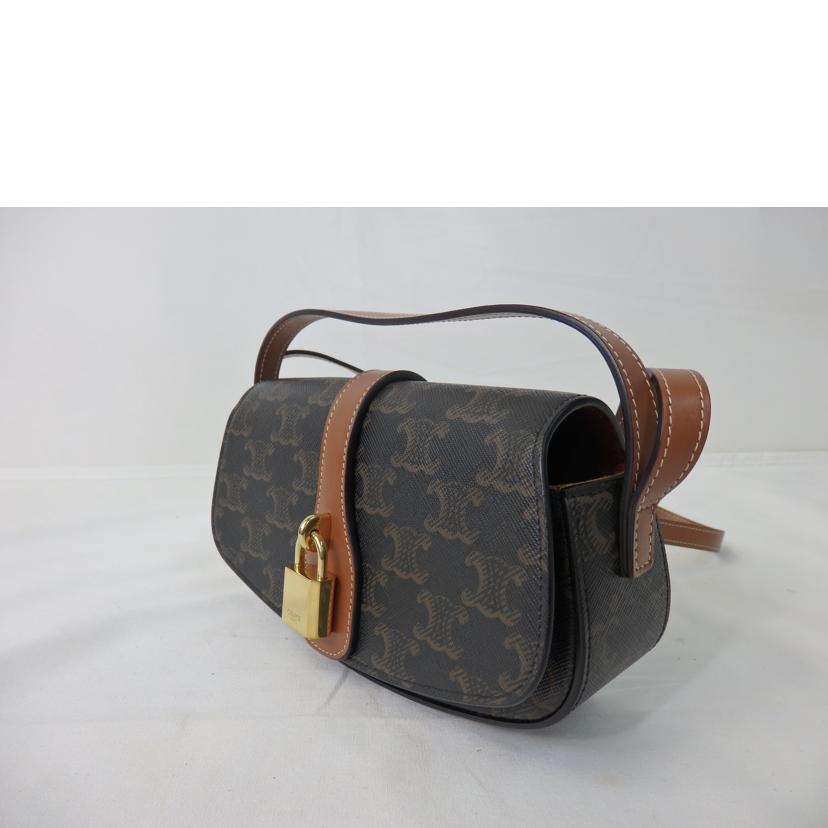 CELINE セリーヌ/ストラップ付きクラッチ/トリオンフキャンバス×カーフスキン/タン/10I592DQ2.04LU//Aランク/84