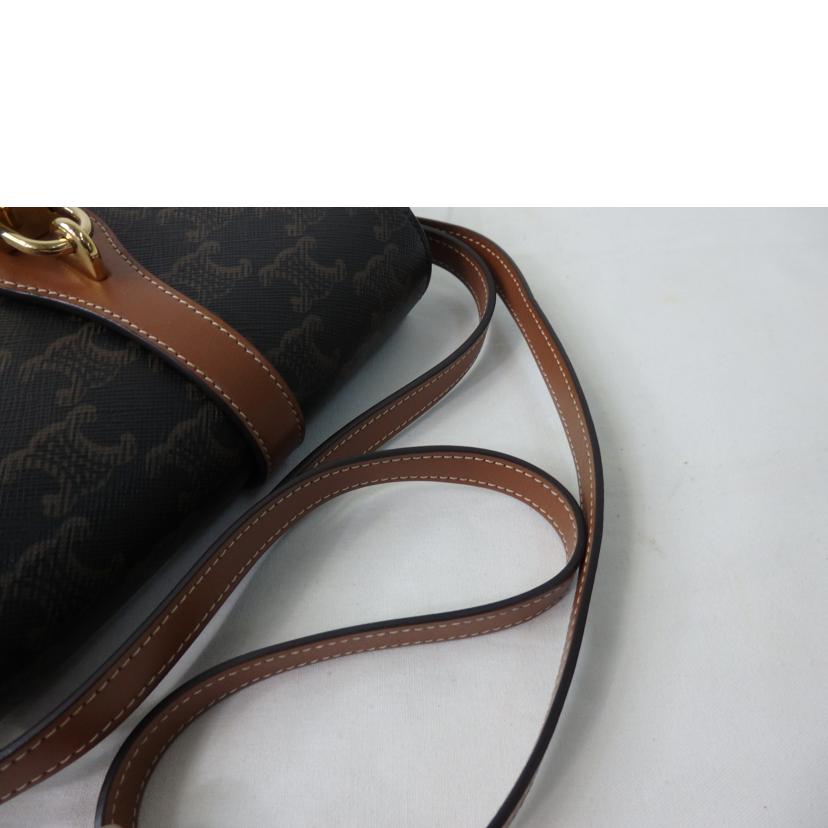 CELINE セリーヌ/ストラップ付きクラッチ/トリオンフキャンバス×カーフスキン/タン/10I592DQ2.04LU//Aランク/84