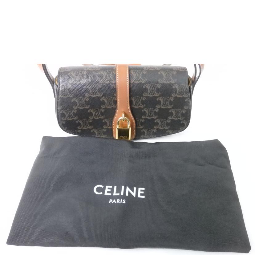 CELINE セリーヌ/ストラップ付きクラッチ/トリオンフキャンバス×カーフスキン/タン/10I592DQ2.04LU//Aランク/84