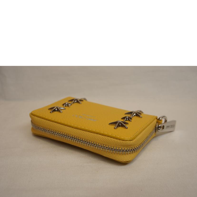 JIMMY CHOO ジミーチュウ/スタースタッズラウンドファスナーコインケースイエロー//SAランク/92