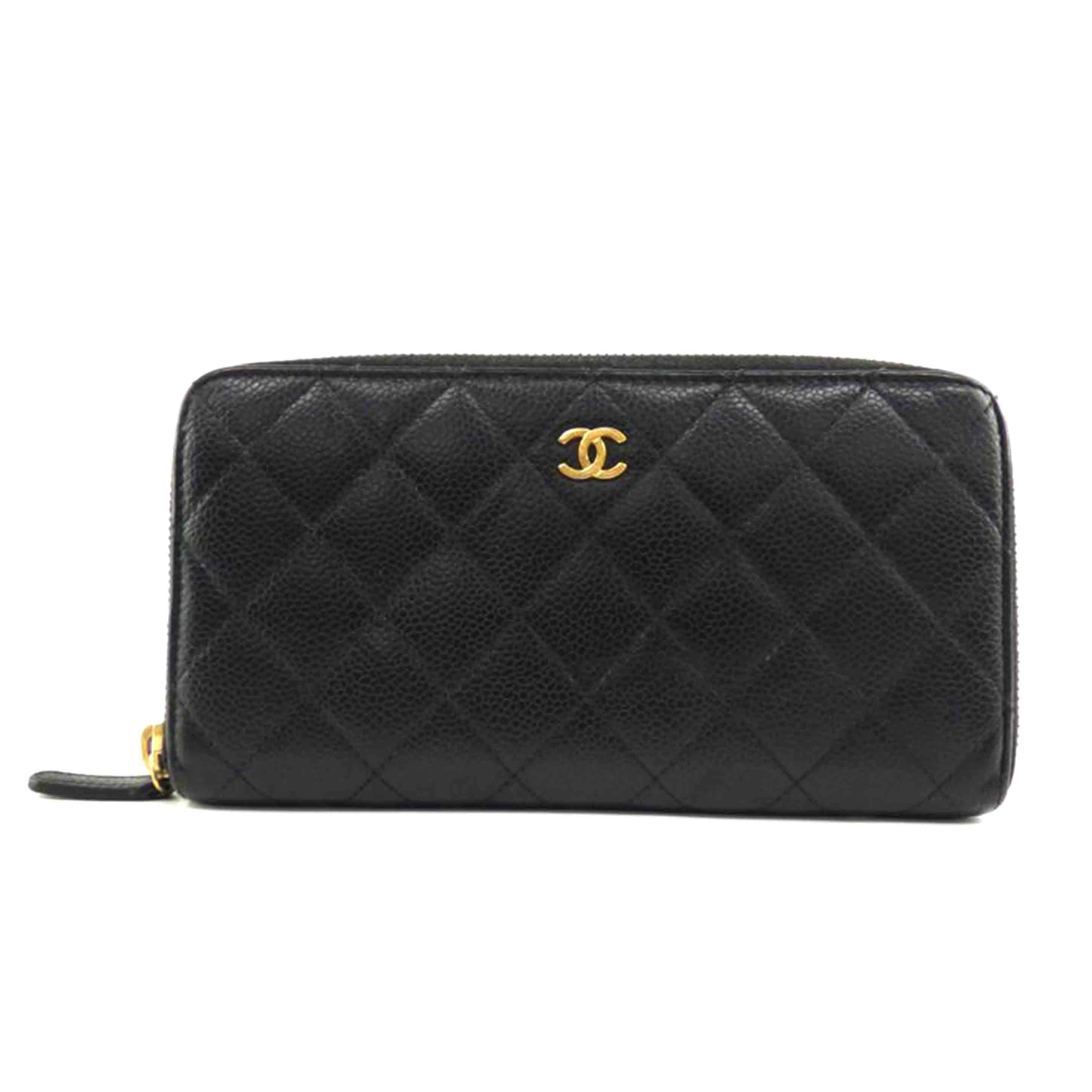 CHANEL シャネル/マトラッセ/ラウンドファスナー財布/ブラック/キャビアスキン//194*****/Bランク/64