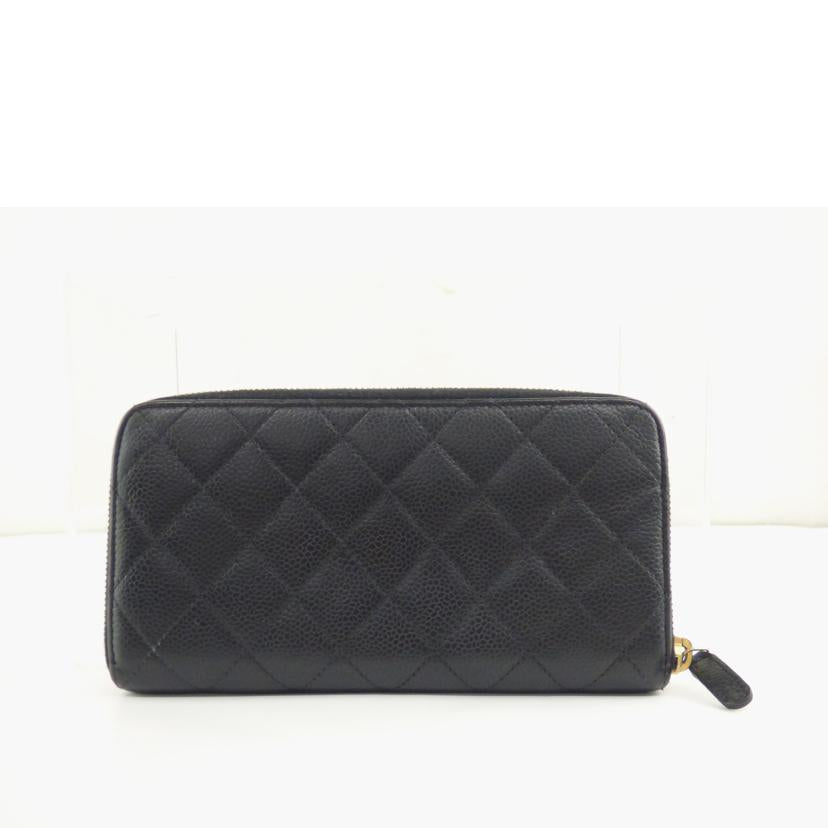CHANEL シャネル/マトラッセ/ラウンドファスナー財布/ブラック/キャビアスキン//194*****/Bランク/64