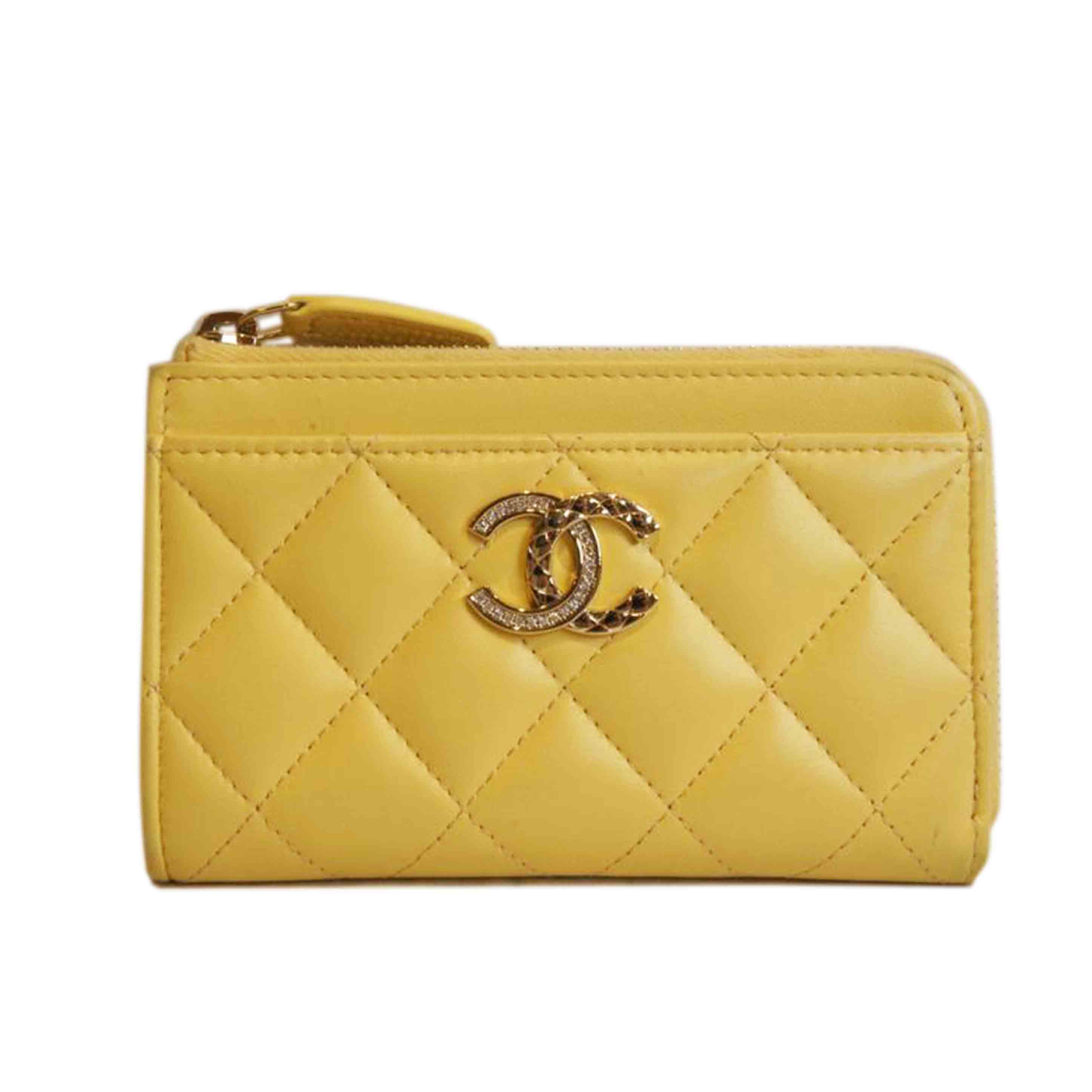 CHANEL シャネル/ラムスキンマトラッセ/ラインストーンココマーク/フラグメントケースイエロー/AP4344B//EE2*****/ABランク/92