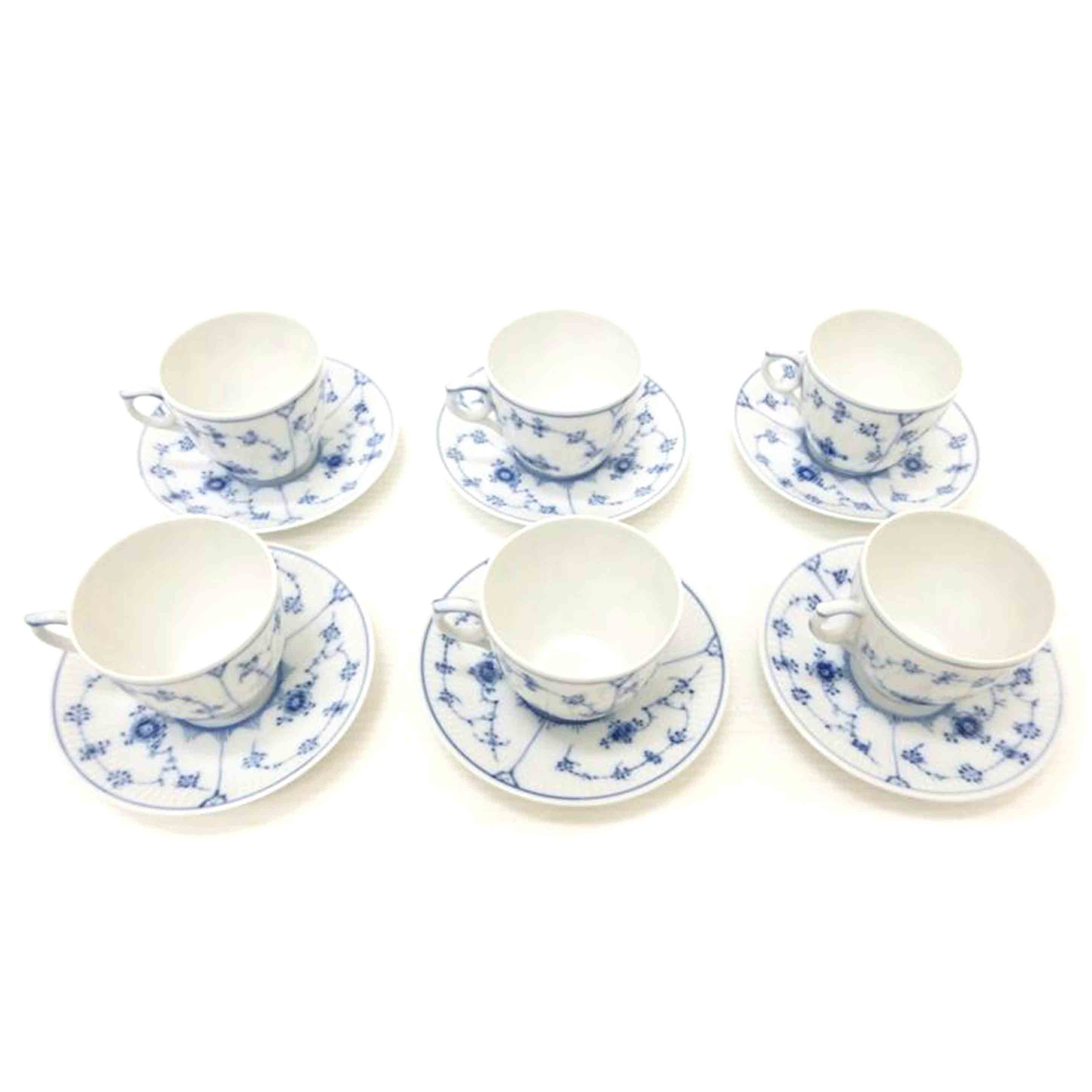 ROYAL COPENHAGEN ロイヤルコペンハーゲン/カップ&ソーサー6客セット/ブルーフルーテッド//Aランク/88