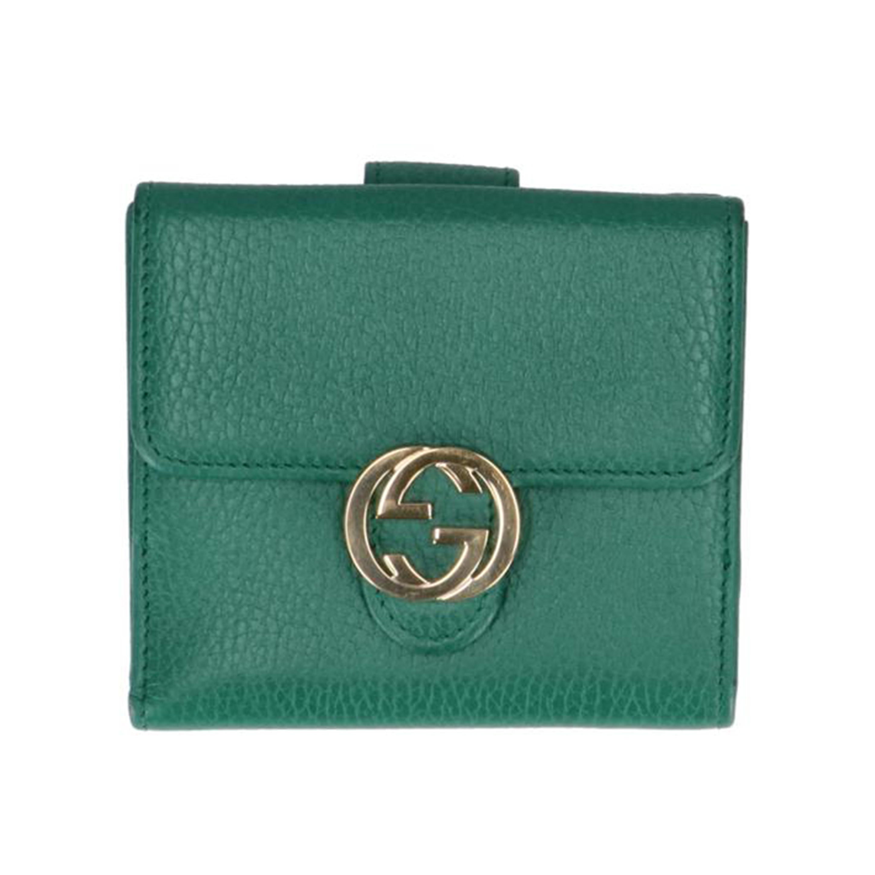 GUCCI グッチ/インターロッキングロゴWホック財布/グリーン/615525//218*/ABランク/75