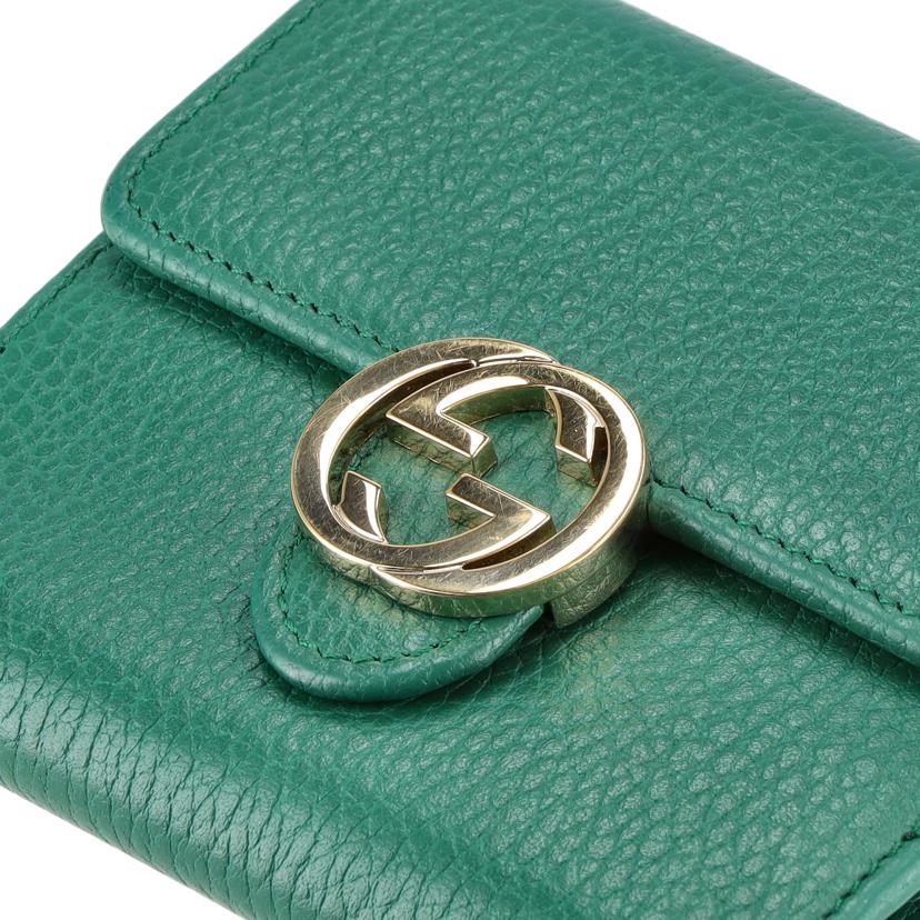 GUCCI グッチ/インターロッキングロゴWホック財布/グリーン/615525//218*/ABランク/75