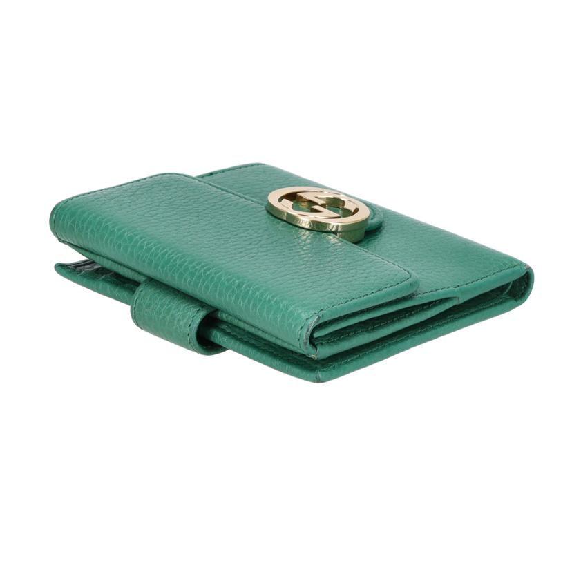 GUCCI グッチ/インターロッキングロゴWホック財布/グリーン/615525//218*/ABランク/75