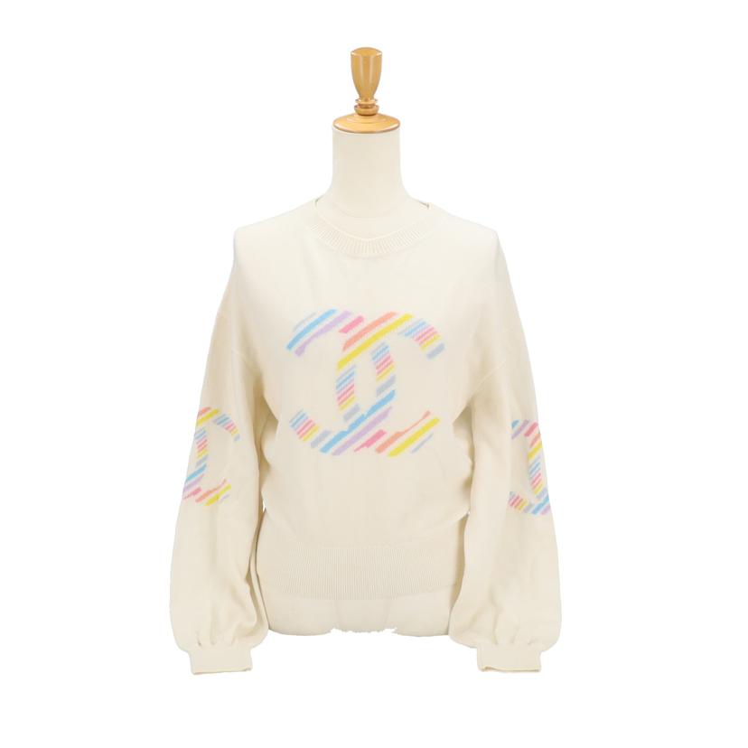 CHANEL シャネル/マルチカラーココマークカシミヤセーターホワイト/P60510K46043//ABランク/92