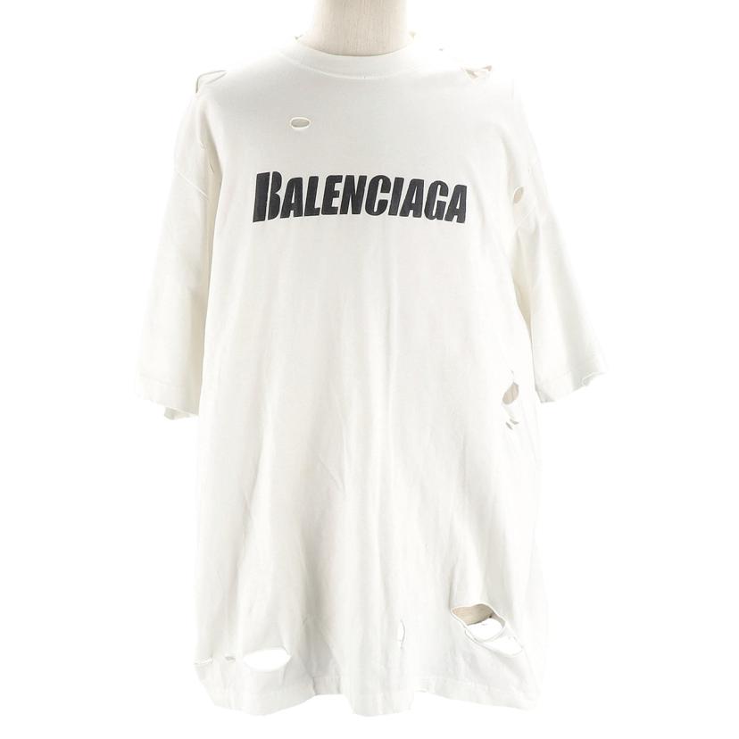 BALENCIAGA バレンシアガ/オーバーサイズクラッシュ加工ロゴTシャツ//ABランク/92
