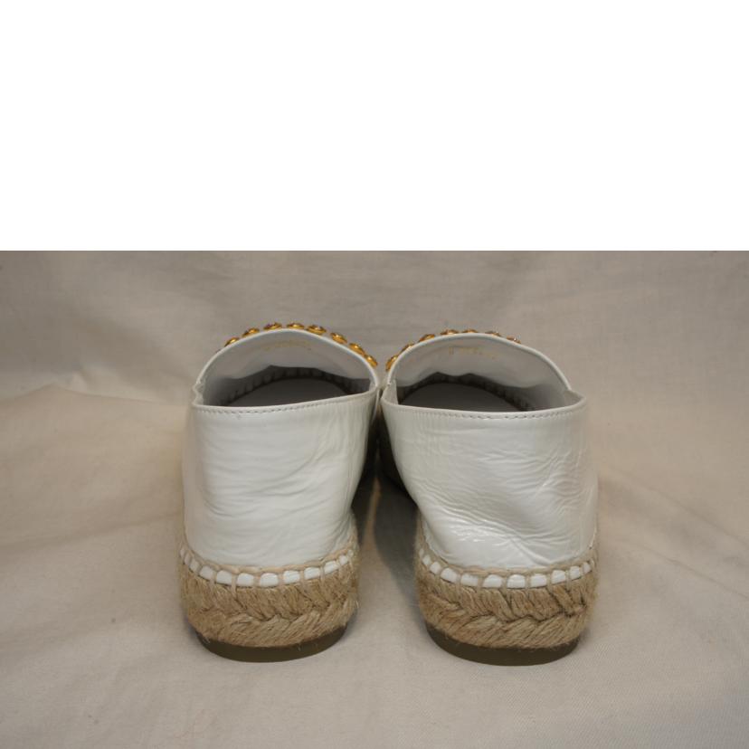 CHANEL シャネル/ビジューココマークエスパドリーユホワイトブラック//ABランク/92