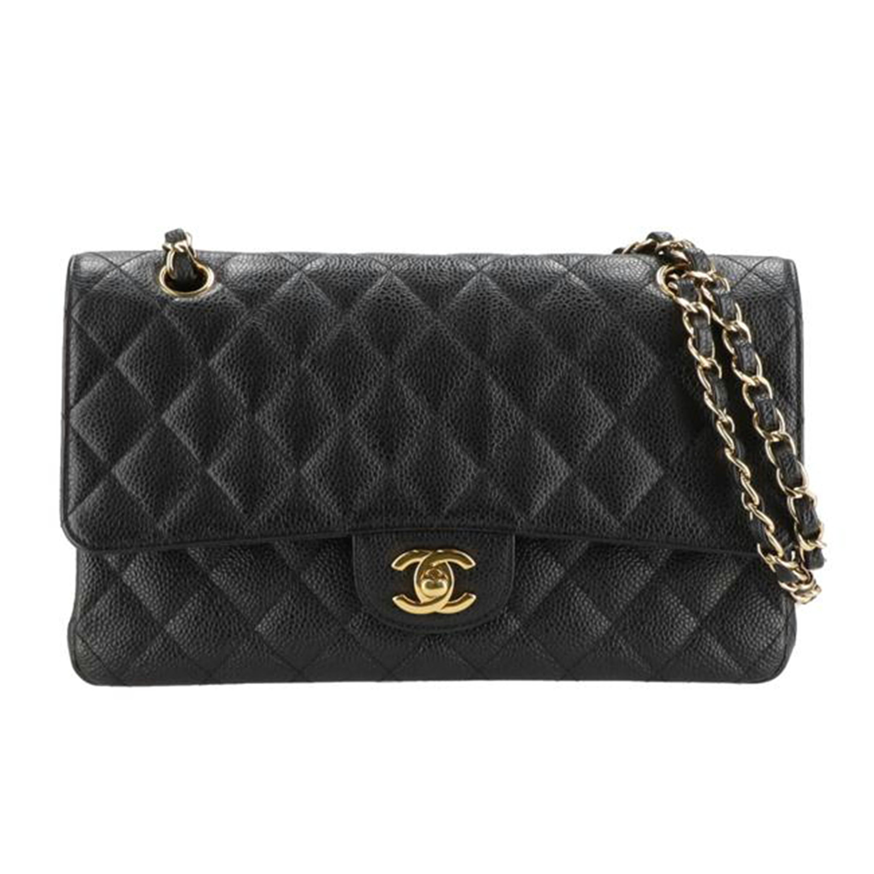 CHANEL シャネル/キャビアスキンマトラッセWフラップチェーンショルダー/A01112//168*****/Aランク/40