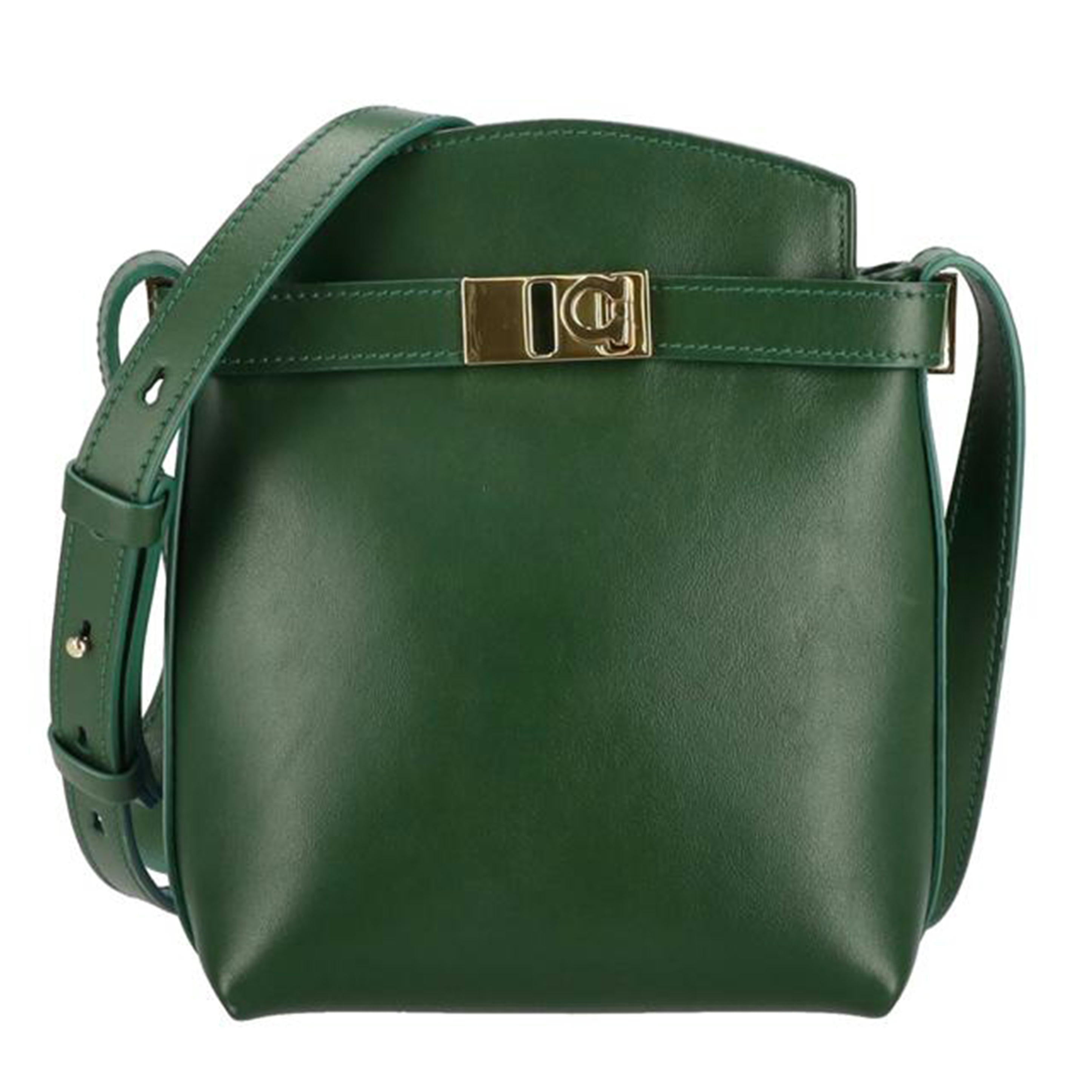 フェラガモ Ferragamo ロゴ 1927 トート バッグ グリーン 緑 布 SALVATORE FERRAGAMO 1927 Firenze Shopping Tote & Clutch Set in