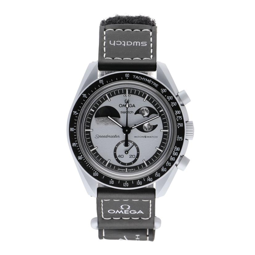 SWATCH×OMEGA オメガ スウォッチ/MISSION TO EARTHPHASE ムーンスウォッチ/クオーツ/S033M700//Aランク/75