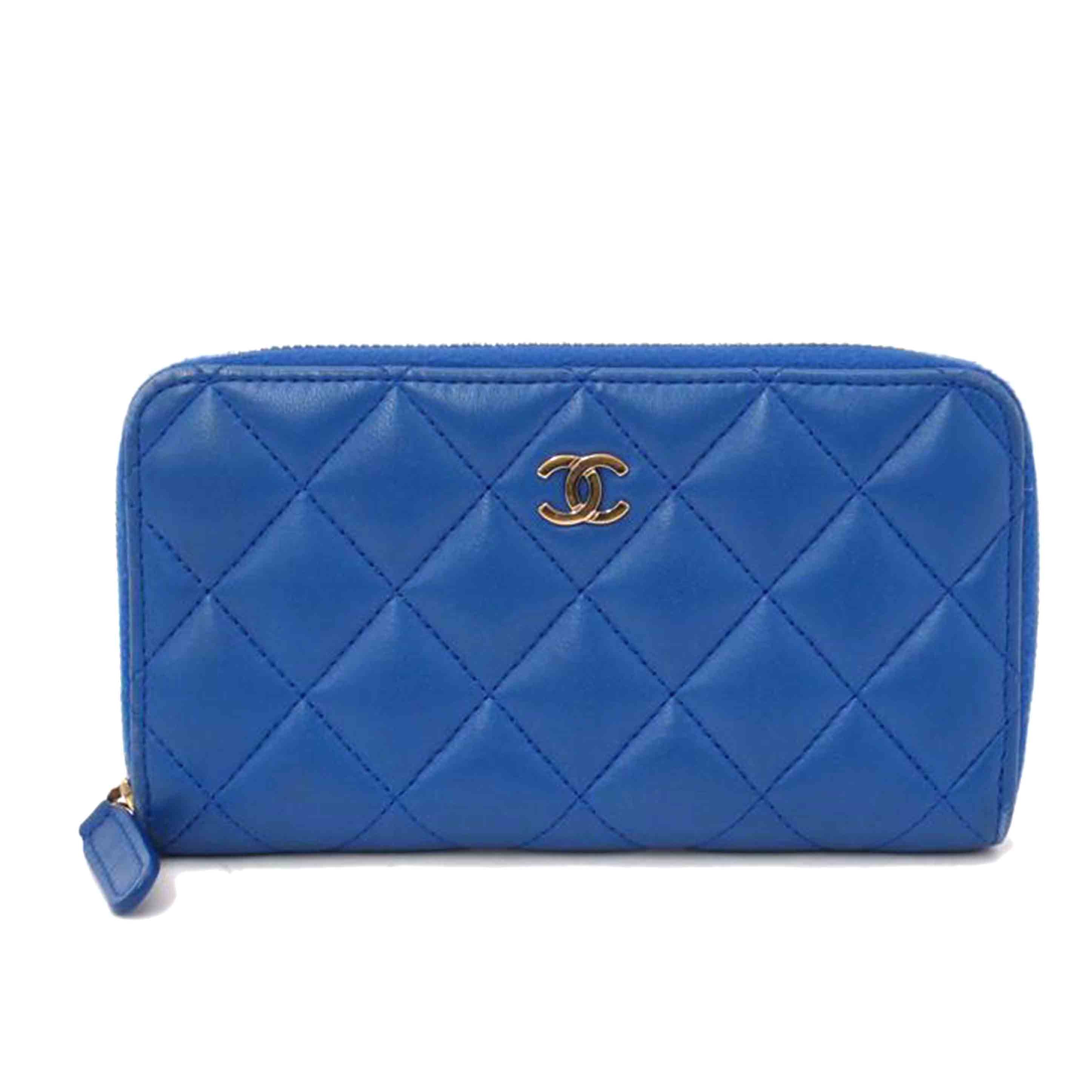 CHANEL シャネル/マトラッセミディアムジップウォレット/ブルー//216*****/Aランク/69
