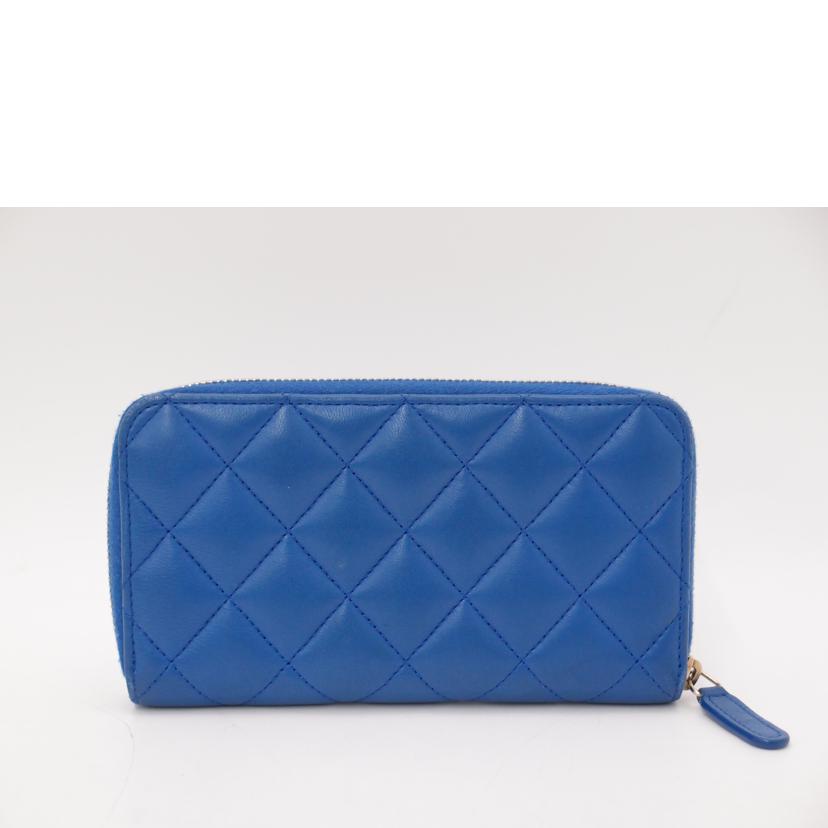 CHANEL シャネル/マトラッセミディアムジップウォレット/ブルー//216*****/Aランク/69